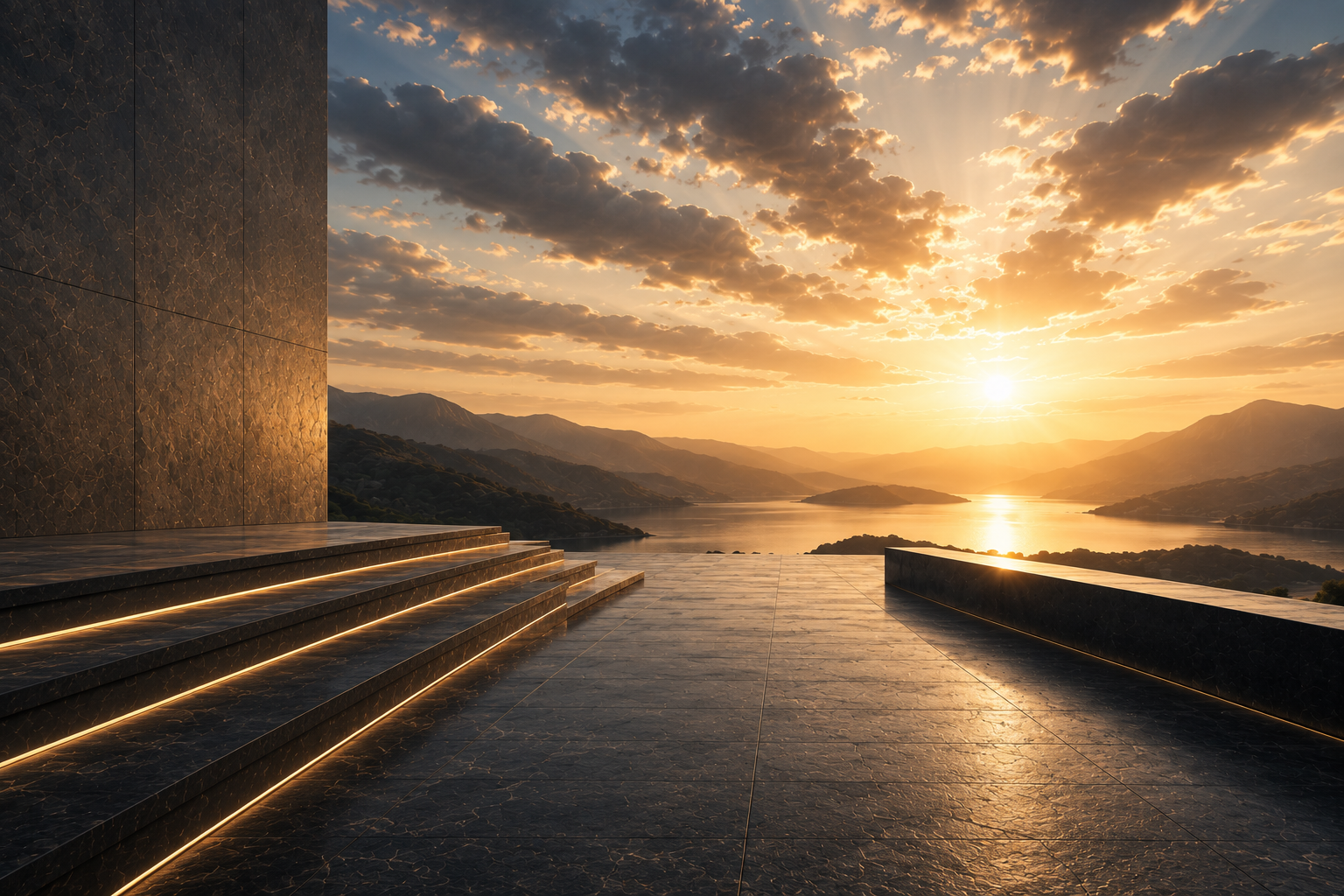 A clear architectural path opening toward light